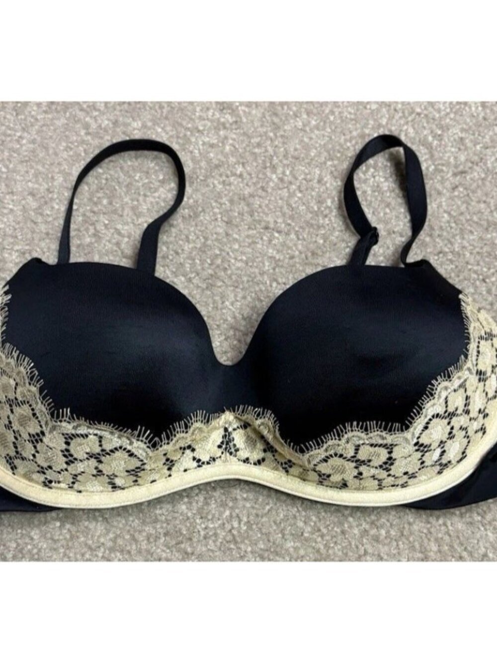 Victoria’a Secret Underwire Padded Gold Accent Balconette Bra 34D